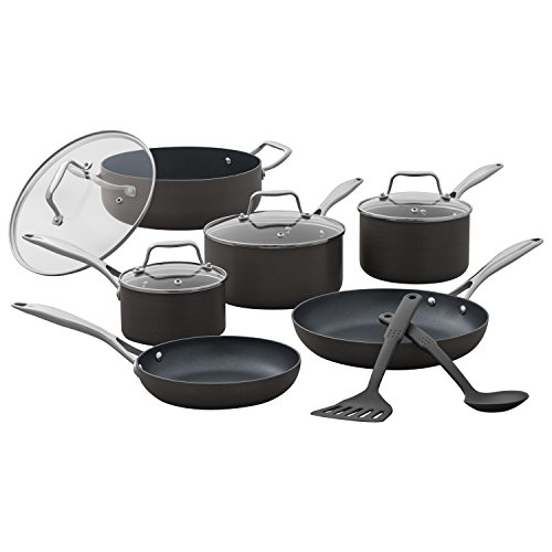 Amazon Brand – Stone & Beam 12-Piece Kitchen Cookware Set, Pots and Pans, Hard-Anodized Non-Stick Aluminum