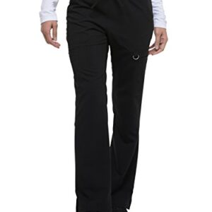 Dickies womens Mid Rise Rib Knit Waistband Medical Scrubs Pants, Black, Large US