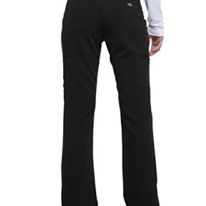 Dickies womens Mid Rise Rib Knit Waistband Medical Scrubs Pants, Black, Large US