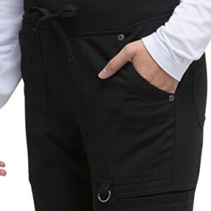 Dickies womens Mid Rise Rib Knit Waistband Medical Scrubs Pants, Black, Large US