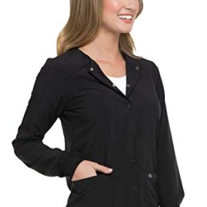 Dickies EDS Essentials Women Warm Up Scrubs Jacket Snap Front DK305, S, Black