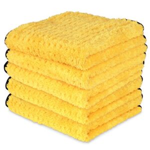 liquid x yellow xtreme plush waffle weave microfiber detailing towel guaranteed satisfaction - 16" x 16" (5 pack)