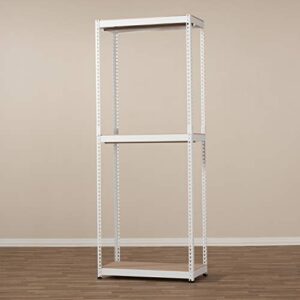 Baxton Studio Gavin White Metal 3-Shelf Closet Storage Racking Organizer