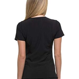 Dickies EDS Essentials Scrubs, V-Neck Womens Tops with Four-Way Stretch and Moisture Wicking DK615, S, Black