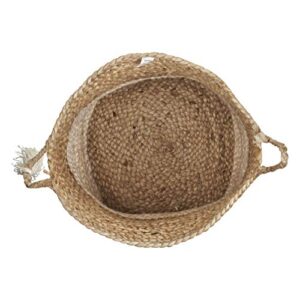 Ox Bay Betsy Two-Tone Natural Jute Woven Decorative Storage Basket With Handles