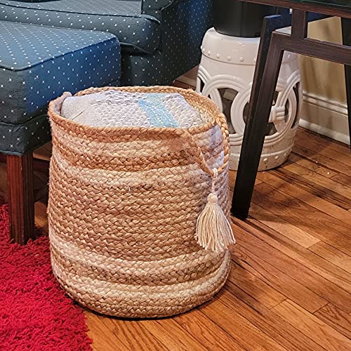 LR Home Betsy Basket, 19" x 19" x 19", Tan/White