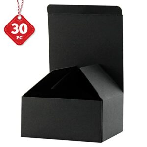 RUSPEPA Recycled Cardboard Gift Boxes - 5"X 5"X 3" - Small Gift Box with Lids for Craft, Cupcake and Cookies - 30 Pack - Black