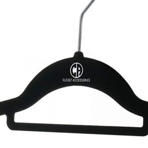 Closet Accessories, Black velvet hangers, ultra slim space saving, notches, tie bar, swivel hook, 30 pack, with bonus 20 matching velvet finger clips