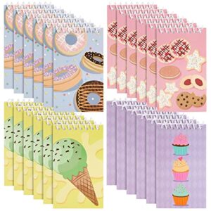 blue panda 24 pack spiral notepads with dessert designs, 3 x 5 in mini notebooks for kids party favors, school