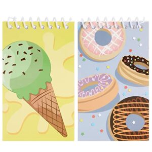 BLUE PANDA 24 Pack Spiral Notepads with Dessert Designs, 3 x 5 In Mini Notebooks for Kids Party Favors, School