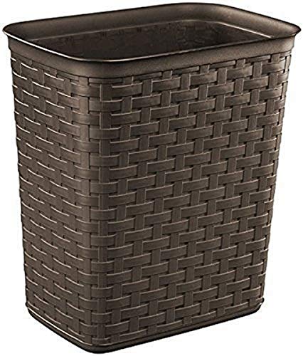 Sterilite Wastebaskt Weave Espresso, 8 in W, 12-5/8 in H, Plain