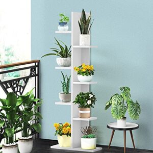 Giantex 7-Tier Bookshelf, Multipurpose Storage Shelf Space-Saving Bookcase Wood Display Shelf Stand for Books Photos Artwork, Pot Plant, Storage Holder Rack w/ 8 Open Well-Arranged Shelves, White