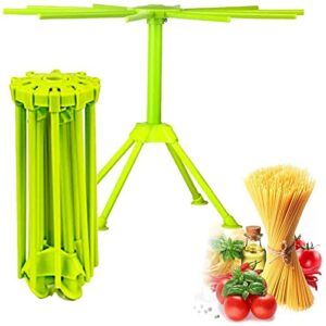 Kitchen Pasta Drying Rack Folding, iPstyle Spaghetti Drying Rack Noodle Stand with 10 Bar Handles Green (Drying Rack)
