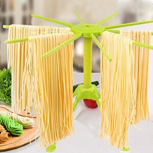 Kitchen Pasta Drying Rack Folding, iPstyle Spaghetti Drying Rack Noodle Stand with 10 Bar Handles Green (Drying Rack)