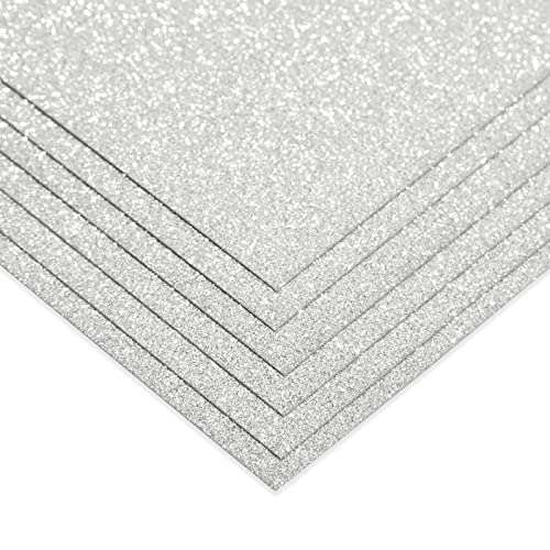 24 Sheets Silver Glitter Cardstock Paper for Scrapbooking, Arts, DIY Sparkle Crafts, 250gsm, Double-Sided (8 x 12 In)