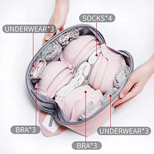 iN. Large Packing Organizer Bra Underwear Storage Bag Travel Lingerie Pouch Organizer Portable Pink … (pink)