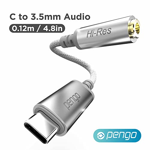 pengo USB C to 3.5mm Audio Adapter, USB-C to Audio Jack, Hi-RES DAC 192khz/24bit, USB Type C Headphone Jack Adapter for iPadPro, AUX Adapter for Pixel 3/4/5 XL, S9,S10,S21,S20,S22 Note 10 and More