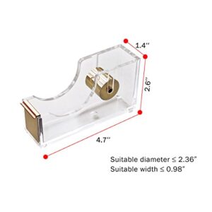 Acrylic Gold Tape Dispenser,Clear Acrylic Desk Dispenser Kit , Modern Design Office Desktop Tape Dispense