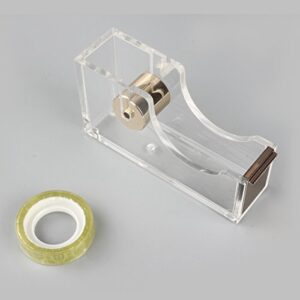 Acrylic Gold Tape Dispenser,Clear Acrylic Desk Dispenser Kit , Modern Design Office Desktop Tape Dispense