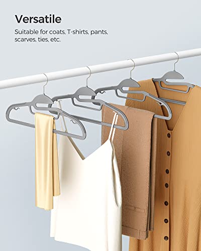 SONGMICS 50 Pack Coat Hangers, Premium Quality Plastic Suit Hangers, Heavy-Duty, S-Shaped Opening, Non-Slip, Space-Saving, 360º Swivel Hook, 16.3 Inches Long, Light Gray and Dark Gray UCRP41G-50