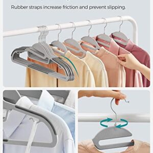 SONGMICS 50 Pack Coat Hangers, Premium Quality Plastic Suit Hangers, Heavy-Duty, S-Shaped Opening, Non-Slip, Space-Saving, 360º Swivel Hook, 16.3 Inches Long, Light Gray and Dark Gray UCRP41G-50