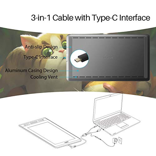 HUION KAMVAS Pro 13 Graphics Drawing Monitor with Stand, Full-Laminated Anti-Glare Screen Battery-Free Stylus 8192 Pen Pressure - 13.3 Inch Pen Tablet Display for Linux, Windows and Mac