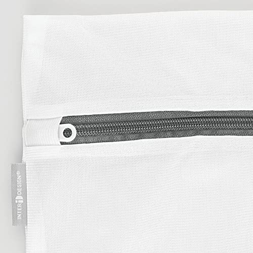 mDesign Large Laundry Mesh Wash Bag - Fine Weave Fabric, Zipper Closure, Washing Machine and Dryer Safe, Protect Lingerie, Delicates, Underwear, Bras, Leggings - Great Travel Bag - 4 Pack - White