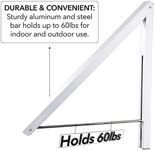 Stock Your Home Single Foldable Clothing Rack, Wall-Mounted Retractable Clothes Hanger for Laundry Dryer Room, Hanging Drying Rod, Small Collapsible Folding Garment Racks, Dorm Accessories (White)