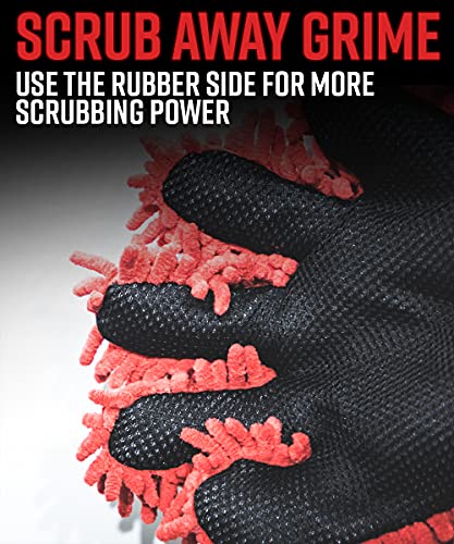 Adam's Microfiber Dual Wash Mitt - Premium, Soft Chenille Microfiber for Safe Washing - Scrubbing Side That is Great for Sap, Tar, and Other Tough to Remove Deposits