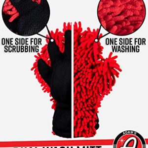 Adam's Microfiber Dual Wash Mitt - Premium, Soft Chenille Microfiber for Safe Washing - Scrubbing Side That is Great for Sap, Tar, and Other Tough to Remove Deposits