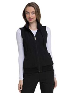 heartsoul break on through women scrubs vest zip front hs500, m, black