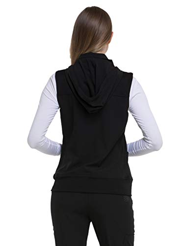 HeartSoul Break On Through Women Scrubs Vest Zip Front HS500, M, Black