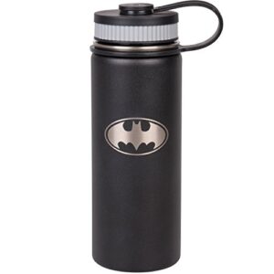 batman stainless steel travel water bottle, 18oz - wide mouth double walled vacuum insulated thermos for coffee & more - gift for dc & justice league fans, teens, adults, fathers day
