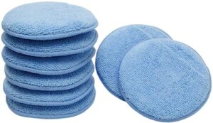 viking microfiber car wax applicator and cleaning pads with finger pockets - 5 in. diameter, blue, 8 pack