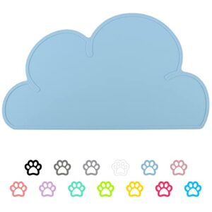 designster pet food mats–dog cat feeding mat top grade cloud silicone pad anti-slip waterproof anti-slip bowl placemat (blue)