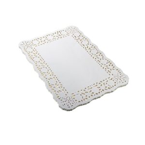 ljy 100 pieces white lace rectangle paper doilies cake packaging pads wedding tableware decoration (10.5" x 14.5")