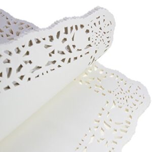 LJY 100 Pieces White Lace Rectangle Paper Doilies Cake Packaging Pads Wedding Tableware Decoration (10.5" x 14.5")