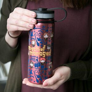 Harry Potter Stainless Steel Water Bottle - With Mischief Managed Chibi Character Design - 550ml