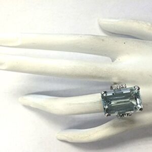 Zhiwen DOCCESTU Vintage Fashion Women 925 Silver Aquamarine Gemstone Ring Engagement Wedding Jewelry Size 5-11 (8#)