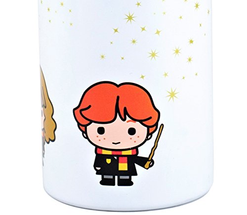 Harry Potter Stainless Steel Water Bottle Thermos - White with Harry, Ron and Hermione Chibi Character Design - Double Wall Insulated - 550ml