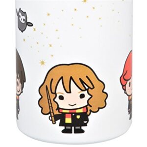 Harry Potter Stainless Steel Water Bottle Thermos - White with Harry, Ron and Hermione Chibi Character Design - Double Wall Insulated - 550ml