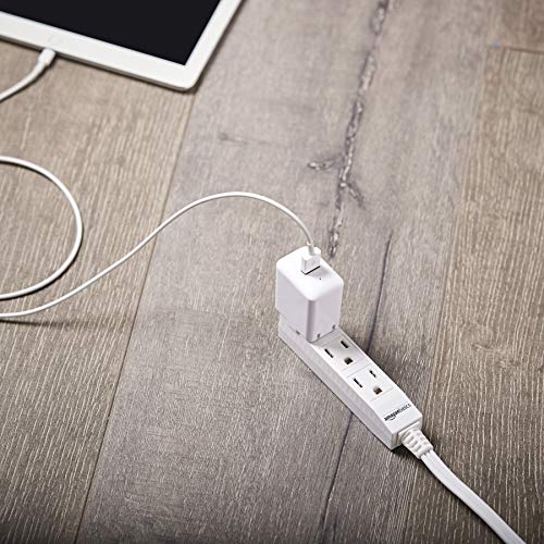 Amazon Basics 12-Foot 3-Prong Indoor Extension Cord Power Strip - Flat Plug, Grounded - 13 Amps, 1625 Watts, 125 VAC - 2-Pack, White