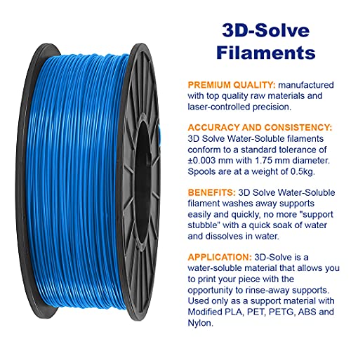 KVP - 3D-Solve Water-Soluble Filament - 1.75MM Diameter, Dimensional Accuracy +/-0.003mm, 1KG Spool Size (White)