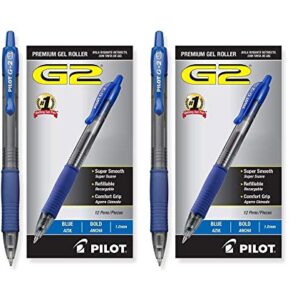 Pilot G2 Retractable Premium Gel Ink Roller Ball Pens, Bold Pt, 24 Pack, Blue