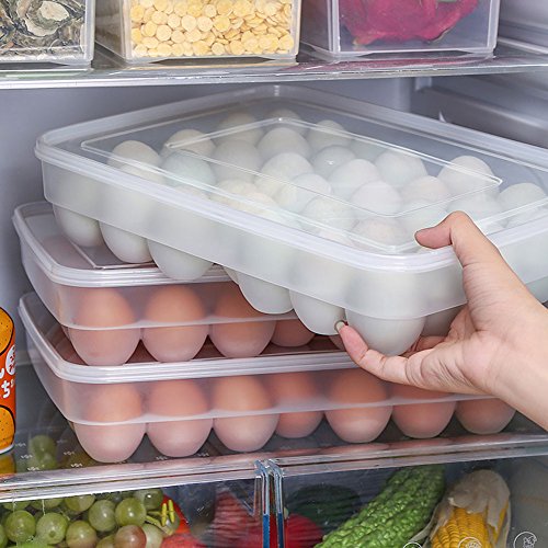 Braceus 34 Eggs Holder Storage Box Picnic Kitchen Refrigerator Fresh-keeping Container Transparent