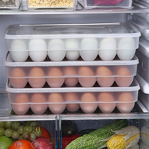 Braceus 34 Eggs Holder Storage Box Picnic Kitchen Refrigerator Fresh-keeping Container Transparent