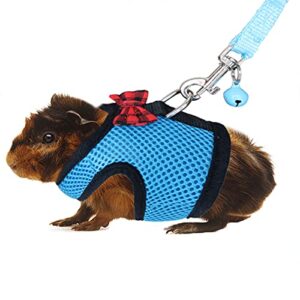 rypet guinea pig harness and leash - soft mesh small animal harness with safe bell, no pull comfort padded vest for guinea pigs, ferret, chinchilla and similar small animals