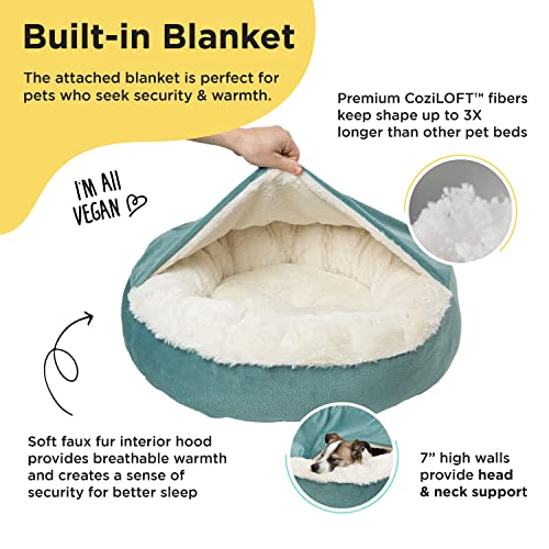 Best Friends by Sheri Cozy Cuddler Ilan Microfiber Hooded Blanket Cat and Dog Bed in Tide Pool 23"x23"