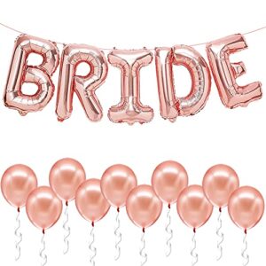 katchon, bride balloons rose gold set - 16 inch, pack of 15 | rose gold bride balloon, latex balloons | bride balloons bachelorette party decorations | bride decorations | bridal shower decorations