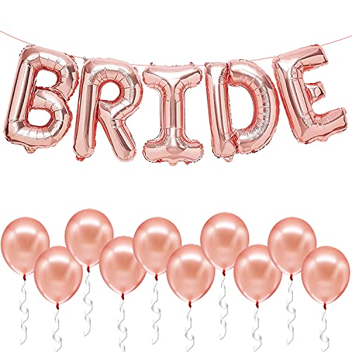 KatchOn, Bride Balloons Rose Gold Set - 16 Inch, Pack of 15 | Rose Gold Bride Balloon, Latex Balloons | Bride Balloons Bachelorette Party Decorations | Bride Decorations | Bridal Shower Decorations